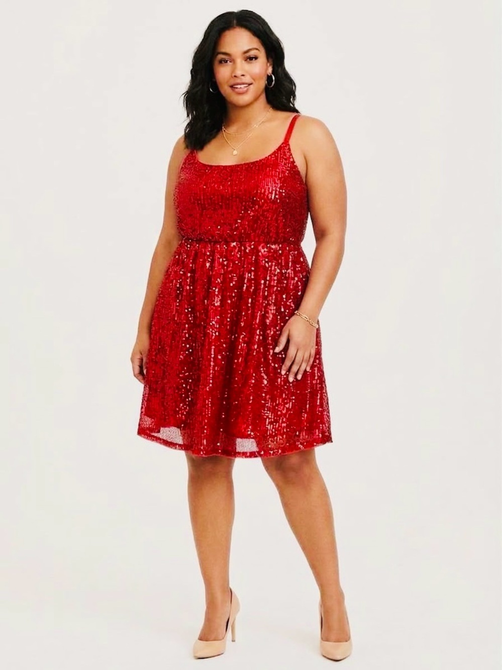 Torrid Red Sequin Mini Skater Dress Size 2 2X Holiday Party Sparkle NWT